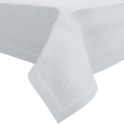 HOUZZKINGZ USA Paper Tablecloths for Rectangle Tables | 54” X 108” – 6 Pack | White Paper Disposable Tablecloth | 3-Ply Premium Paper & Plastic Table Cloths for Parties Disposable