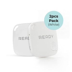 READY SUPPLIES - Mini Luggage Tracker, Slim Key Tracker and Item Locator, Compact Bluetooth Tags, Close Proximity Tracking Up to 270 ft, Replaceable Battery, 2 Pack, White