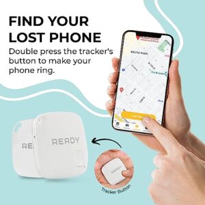 READY SUPPLIES - Mini Luggage Tracker, Slim Key Tracker and Item Locator, Compact Bluetooth Tags, Close Proximity Tracking Up to 270 ft, Replaceable Battery, 2 Pack, White