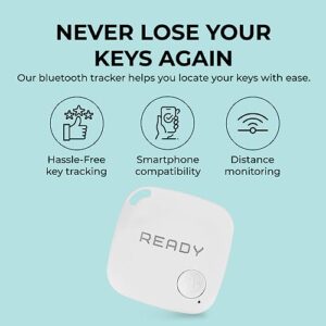 READY SUPPLIES - Mini Luggage Tracker, Slim Key Tracker and Item Locator, Compact Bluetooth Tags, Close Proximity Tracking Up to 270 ft, Replaceable Battery, 2 Pack, White