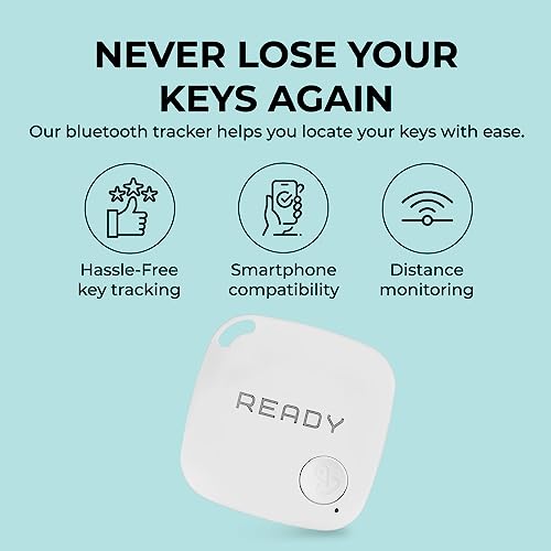 READY SUPPLIES - Mini Luggage Tracker, Slim Key Tracker and Item Locator, Compact Bluetooth Tags, Close Proximity Tracking Up to 270 ft, Replaceable Battery, 2 Pack, White