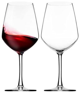 lefonte wine glasses, italian red wine glasses set, 18oz clear wine glasses, wine glass cups, set of 2 - made in italy