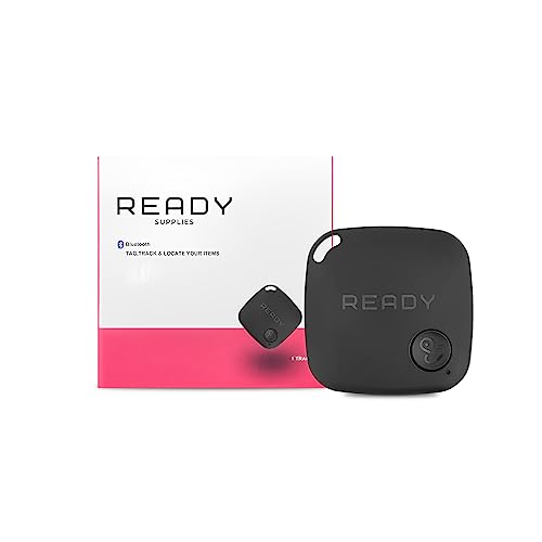 READY SUPPLIES - Mini Luggage Tracker, Slim Key Tracker and Item Locator, Compact Bluetooth Tags, Close Proximity Tracking Up to 270 ft, Replaceable Battery, 2 Pack, Black