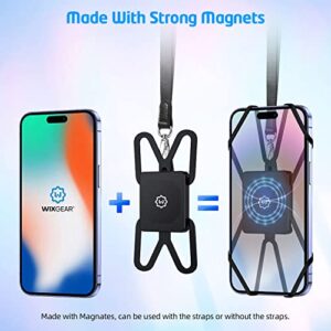 WixGear Magnetic Phone Lanyard Holder, Silicone Cell Phone Lanyard Neck Strap with Magnetic Phone Holder, Neck Phone Holder, Compatible with Most Smartphones