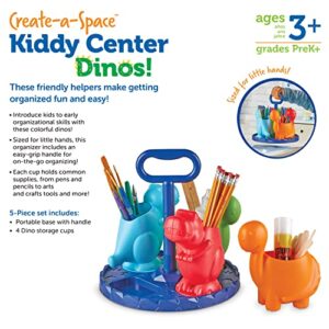 Learning Resources Create-a-Space Kiddy Center Dinos - 5 Pieces, Kids Art Supplies Organizer, Storage Caddy for Kids,Crayon Organizer