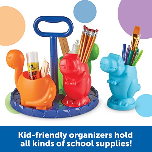 Learning Resources Create-a-Space Kiddy Center Dinos - 5 Pieces, Kids Art Supplies Organizer, Storage Caddy for Kids,Crayon Organizer