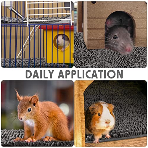 Chumia 3 Packs Guinea Pig Cage Liners Bedding Bulk, Chicken Nesting Pads Reusable Fleece Blanket for Rabbit Small Animals Cage Absorbent Pee Pad Supplies Bed Mat (Gray,16 x 24 Inch)