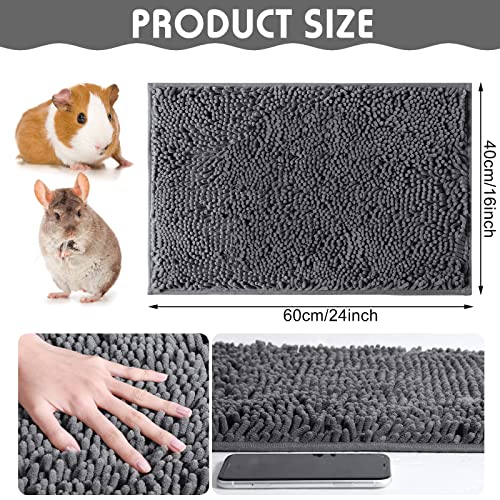 Chumia 3 Packs Guinea Pig Cage Liners Bedding Bulk, Chicken Nesting Pads Reusable Fleece Blanket for Rabbit Small Animals Cage Absorbent Pee Pad Supplies Bed Mat (Gray,16 x 24 Inch)