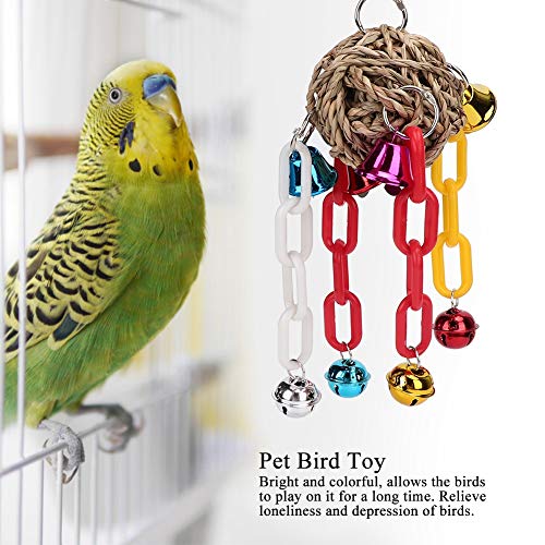 GFRGFH Plastic Pet Bird Chewing Biting Hanging Tooth Grinding Natural Straw Plaiting Cage Toys Parrots Supplies Easy to Use