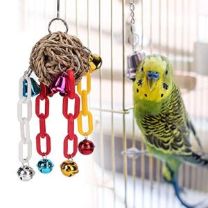 GFRGFH Plastic Pet Bird Chewing Biting Hanging Tooth Grinding Natural Straw Plaiting Cage Toys Parrots Supplies Easy to Use