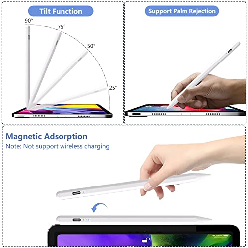 Stylus Pen for iPad 2023-2018, Active Pencil for Apple iPad 10th/9th Gen with 4X Fast Charging & Palm Rejection, iPad Pen for iPad 8/7/6th, iPad Air 5/4/3rd, iPad Pro 11/12.9inch & iPad Mini 5/6th