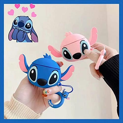 Cute Stitch Case for Airpod Pro/Pro 2 Gen Cases 2022, Funny 3D Cartoon Kawaii Air pods Pro Silicone Cases Stitch Design for Apple AirPods Pro with Keychain for Boys Girls Kids Teen, Blue Stitch