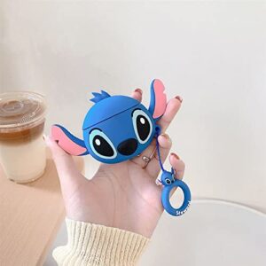 Cute Stitch Case for Airpod Pro/Pro 2 Gen Cases 2022, Funny 3D Cartoon Kawaii Air pods Pro Silicone Cases Stitch Design for Apple AirPods Pro with Keychain for Boys Girls Kids Teen, Blue Stitch