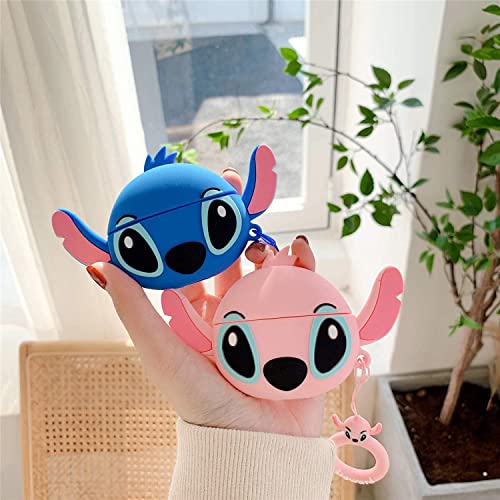 Cute Stitch Case for Airpod Pro/Pro 2 Gen Cases 2022, Funny 3D Cartoon Kawaii Air pods Pro Silicone Cases Stitch Design for Apple AirPods Pro with Keychain for Boys Girls Kids Teen, Blue Stitch