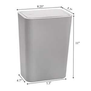 Fasmov Trash Can 2 Pack 7.5 Liter / 2 Gallon Plastic Garbage Container Bin with Press Top Lid, Waste Basket for Kitchen, Bathroom, Living Room, Office, Narrow Place (Gray + Apricot)