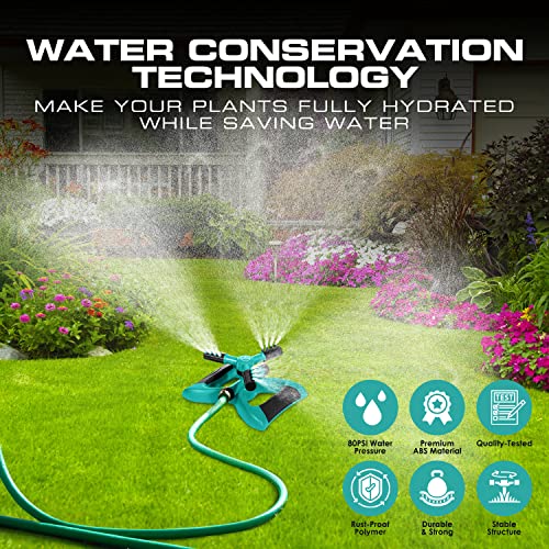 Joeys Rotating Garden Sprinkler for Large Area Coverage, Lawn and Yard Sprinklers