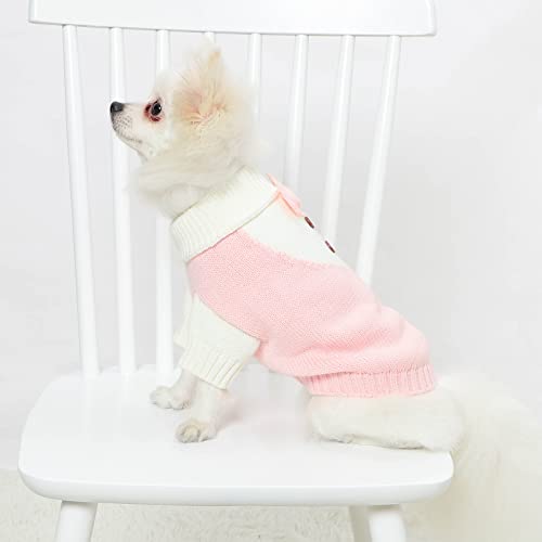 Neiwech Small Dogs Pet Sweaters Gentleman Bow Soft Puppy Knitted Sweatshirts Doggy Pullover Winter Warm Pup Clothes Pink XL