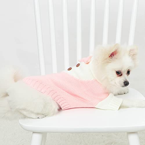 Neiwech Small Dogs Pet Sweaters Gentleman Bow Soft Puppy Knitted Sweatshirts Doggy Pullover Winter Warm Pup Clothes Pink XL