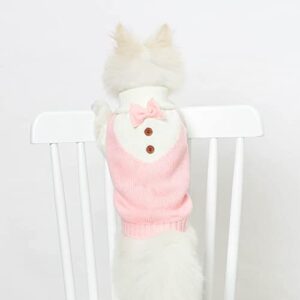 Neiwech Small Dogs Pet Sweaters Gentleman Bow Soft Puppy Knitted Sweatshirts Doggy Pullover Winter Warm Pup Clothes Pink XL