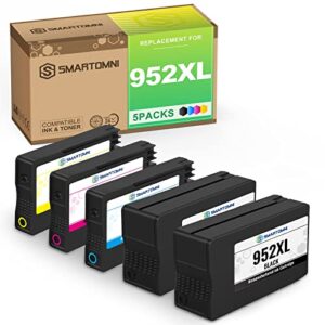 s smartomni 952xl remanufactured ink cartridges high-yield for hp 952xl 952 ink cartridge black and color combo pack use for hp officejet pro 8710 7740 8210 8715 8720 8725 8740 (5 pack, 2kcmy)