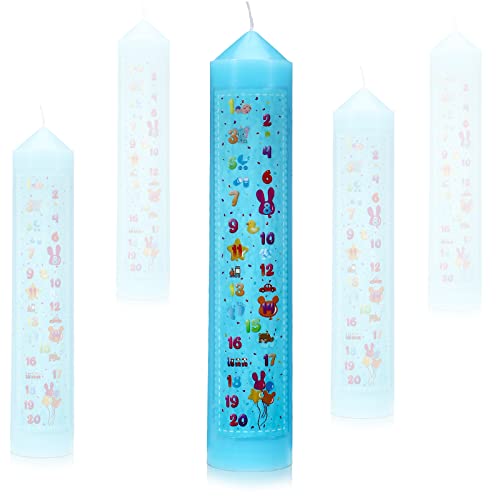 Birthday Countdown Candles Baby Shower Birthday Pillar Candle First Birthday 1-21 Pillar Candle Blue Annual Candle for Boys Birthday Baby Shower Favor 10 Inches Tall