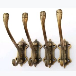 4 Old Style Solid Brass Double Wall Mount 180 Degree Swivel Coat Hat Towel Hooks #C24