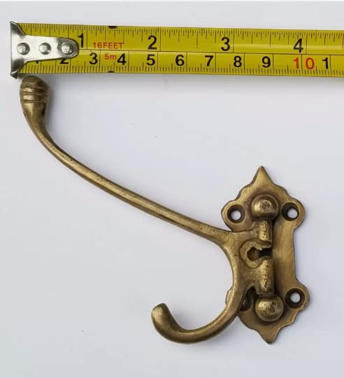 4 Old Style Solid Brass Double Wall Mount 180 Degree Swivel Coat Hat Towel Hooks #C24