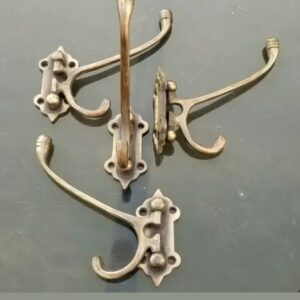 4 Old Style Solid Brass Double Wall Mount 180 Degree Swivel Coat Hat Towel Hooks #C24