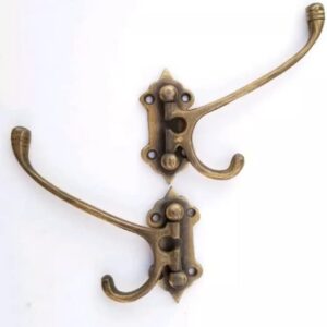 4 Old Style Solid Brass Double Wall Mount 180 Degree Swivel Coat Hat Towel Hooks #C24