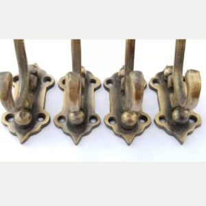 4 Old Style Solid Brass Double Wall Mount 180 Degree Swivel Coat Hat Towel Hooks #C24