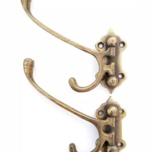 4 Old Style Solid Brass Double Wall Mount 180 Degree Swivel Coat Hat Towel Hooks #C24