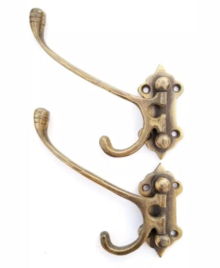 4 Old Style Solid Brass Double Wall Mount 180 Degree Swivel Coat Hat Towel Hooks #C24