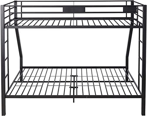 MAANYS Reinforced Version and Stronger Heavy Duty Metal Steel Queen Bunk Bed with Enhanced Ladder and Legs, Thickened Safer Bunk Queen Bed Bunk Bed Frame (Easier Assembly) (Twin XL Over Queen)