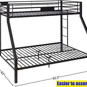 MAANYS Reinforced Version and Stronger Heavy Duty Metal Steel Queen Bunk Bed with Enhanced Ladder and Legs, Thickened Safer Bunk Queen Bed Bunk Bed Frame (Easier Assembly) (Twin XL Over Queen)