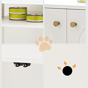 Hzuaneri Cat Litter Box Enclosure, Hidden Litter Box Furniture, Wooden Pet House Side End Table, Storage Cabinet Bench, Fit Most Cat and Litter Box, Living Room, Bedroom, White and Gold 01503GCLB