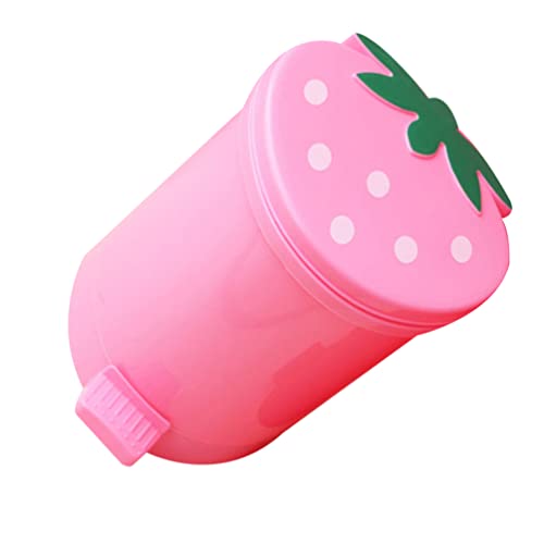 Healeved Strawberry Trash Can Pink Trash Can Mini Trash Can for Desk Small Bathroom Trash Can for Desk Car Office Kitchen, Tiny Trash Can, Mini Garbage Can Plastic Pink