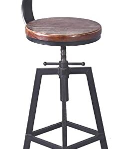 Diwhy 5 Piece Bar Table and Barstool Set Industrial Rectangular Pipe Dining Pub Bar Table and Kitchen Counter Height Adjustable Stool with Iron Backrest Black(1 Table + 4 Chairs)