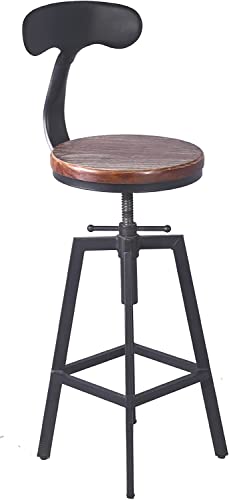 Diwhy 5 Piece Bar Table and Barstool Set Industrial Rectangular Pipe Dining Pub Bar Table and Kitchen Counter Height Adjustable Stool with Iron Backrest Black(1 Table + 4 Chairs)