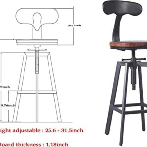 Diwhy 5 Piece Bar Table and Barstool Set Industrial Rectangular Pipe Dining Pub Bar Table and Kitchen Counter Height Adjustable Stool with Iron Backrest Black(1 Table + 4 Chairs)