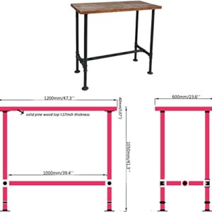 Diwhy 5 Piece Bar Table and Barstool Set Industrial Rectangular Pipe Dining Pub Bar Table and Kitchen Counter Height Adjustable Stool with Iron Backrest Black(1 Table + 4 Chairs)