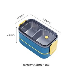 Aroplor Stainless Steel 2 Layer Bento Box Adult Lunch Box Portable Lunch Box Container-Salad Lunch Containers for Adults Japanese Leakproof Lunch Box Divided Food Meal Storage Containers Set