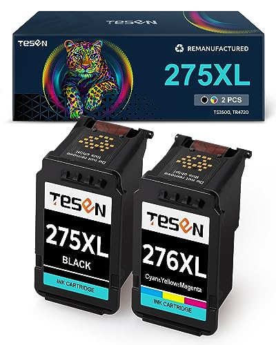 TESEN 275XL 276XL Remanufactured Ink Cartridge Replacement for Canon PG-275XL CL-276XL 275 276 XL Use with Canon PIXMA TS3500 TS3520 TS3522 TR4720 TR4722 TR4700 Printer (1 Black+1 Color Combo)