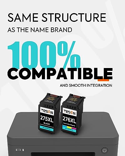TESEN 275XL 276XL Remanufactured Ink Cartridge Replacement for Canon PG-275XL CL-276XL 275 276 XL Use with Canon PIXMA TS3500 TS3520 TS3522 TR4720 TR4722 TR4700 Printer (1 Black+1 Color Combo)