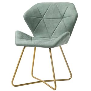 nioiikit upholstered dining chairs, tufted dining chairs with golden metal x-shaped base, small accent chairs, living room chair for small spaces, corners, living room, dining room (sage)