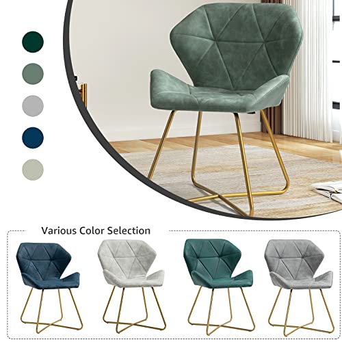 NIOIIKIT Upholstered Dining Chairs, Tufted Dining Chairs with Golden Metal X-Shaped Base, Small Accent Chairs, Living Room Chair for Small Spaces, Corners, Living Room, Dining Room (Sage)