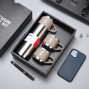 xuyitong 304 double stainless steel vacuum vacuum flask set coffee 500ml insulated travel mug business water bottle(silver set,500ml)