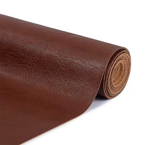 osunnus crazy horse vegan faux leather fabric by the yard 55" wide 1.25mm thick synthetic pu faux leather sheets for diy crafts furniture cover auto marine upholstery, brown