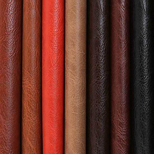 Osunnus Crazy Horse Vegan Faux Leather Fabric by The Yard 55" Wide 1.25mm Thick Synthetic PU Faux Leather Sheets for DIY Crafts Furniture Cover Auto Marine Upholstery, Brown