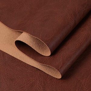 Osunnus Crazy Horse Vegan Faux Leather Fabric by The Yard 55" Wide 1.25mm Thick Synthetic PU Faux Leather Sheets for DIY Crafts Furniture Cover Auto Marine Upholstery, Brown