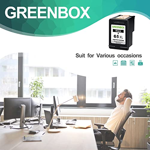 GREENBOX Remanufactured 65XL Black Ink Cartridge Replacement for 65 XL Black Ink for Envy 5055 5052 5010 5012 DeskJet 3755 2652 3720 3752 2622 2624 2655 3722 2600 3700 (1 Black, High-Yield)